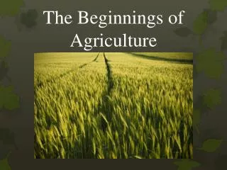 The Beginnings of Agriculture