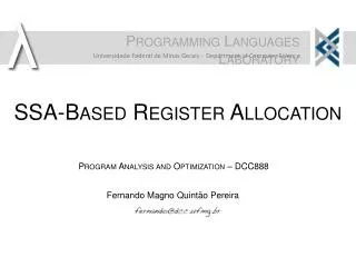 SSA-Based Register Allocation