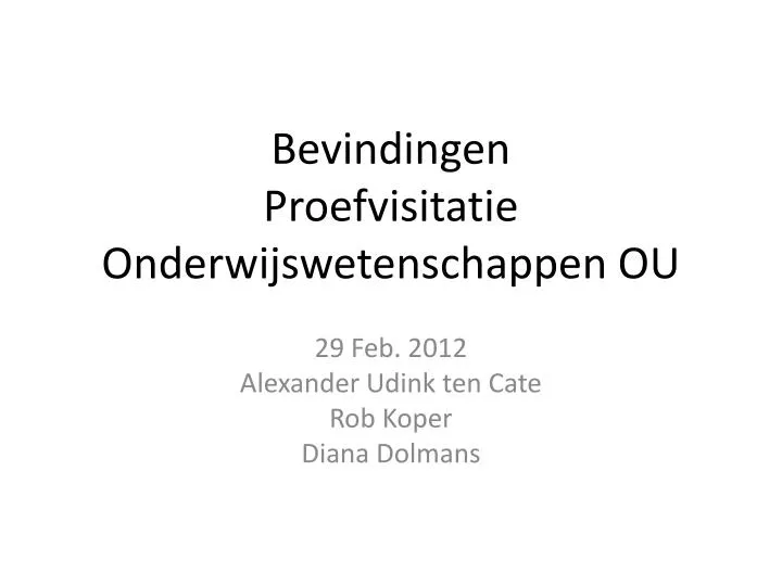 bevindingen proefvisitatie onderwijswetenschappen ou