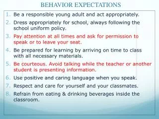 behavior expectations