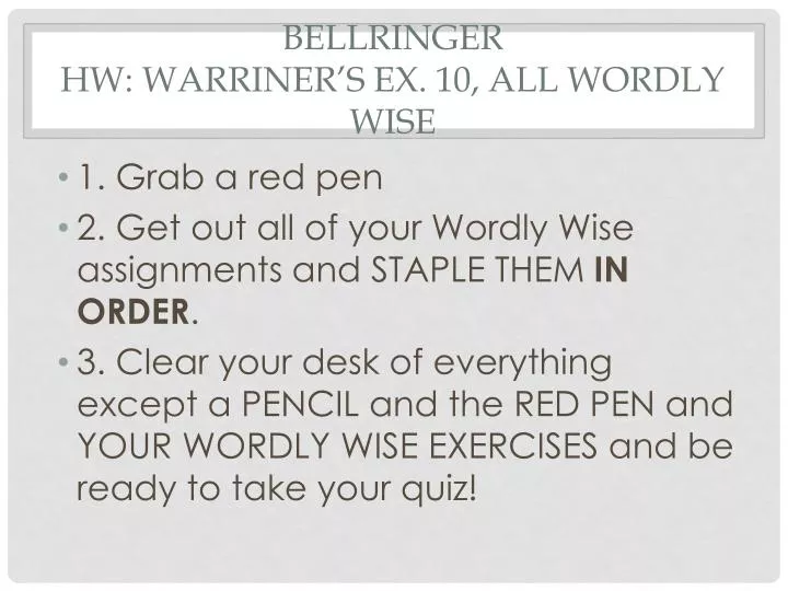 bellringer hw warriner s ex 10 all wordly wise
