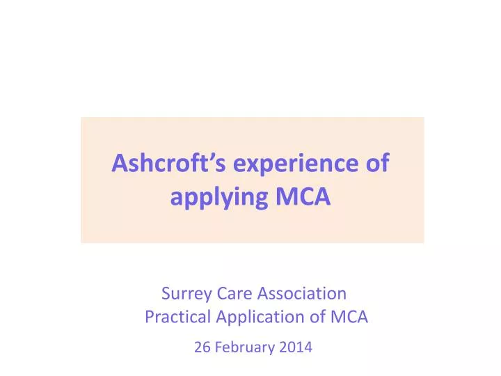 surrey care association practical application of mca
