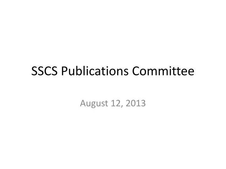sscs publications committee