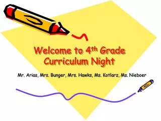 Welcome to 4 th Grade Curriculum Night
