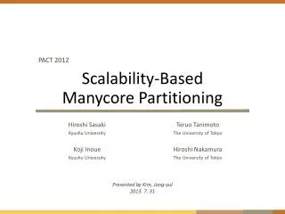 Scalability-Based Manycore Partitioning