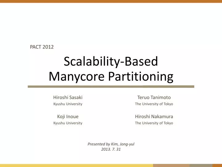 scalability based manycore partitioning