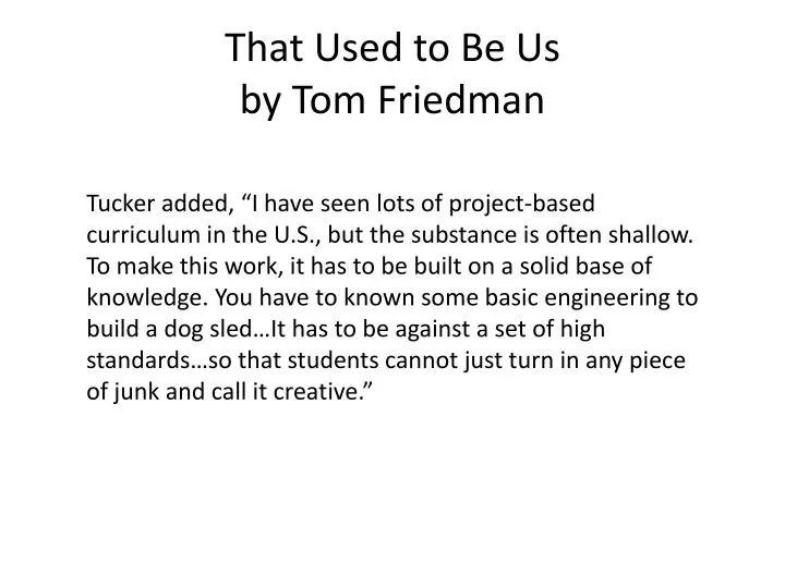 that used to be us by tom friedman