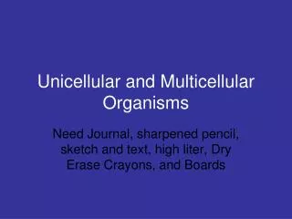 unicellular and multicellular organisms