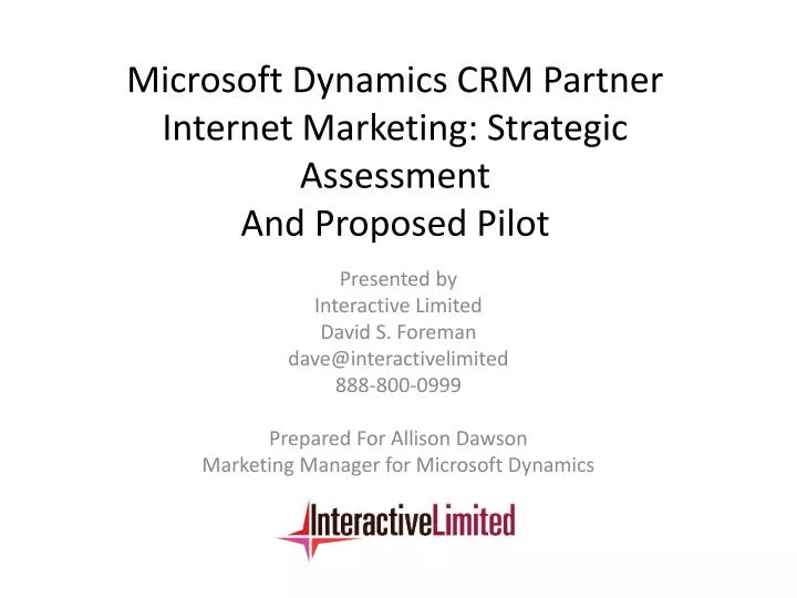 microsoft dynamics crm partner internet marketing strategic assessment and proposed pilot