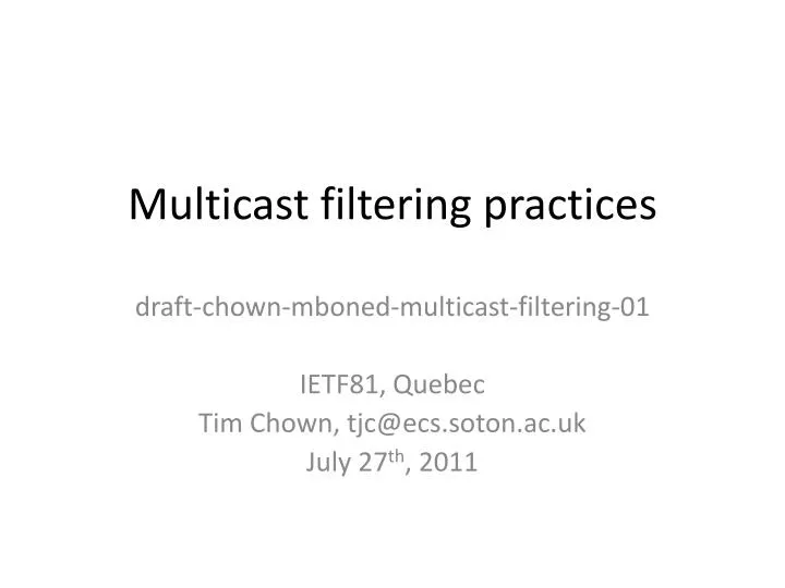 multicast filtering practices