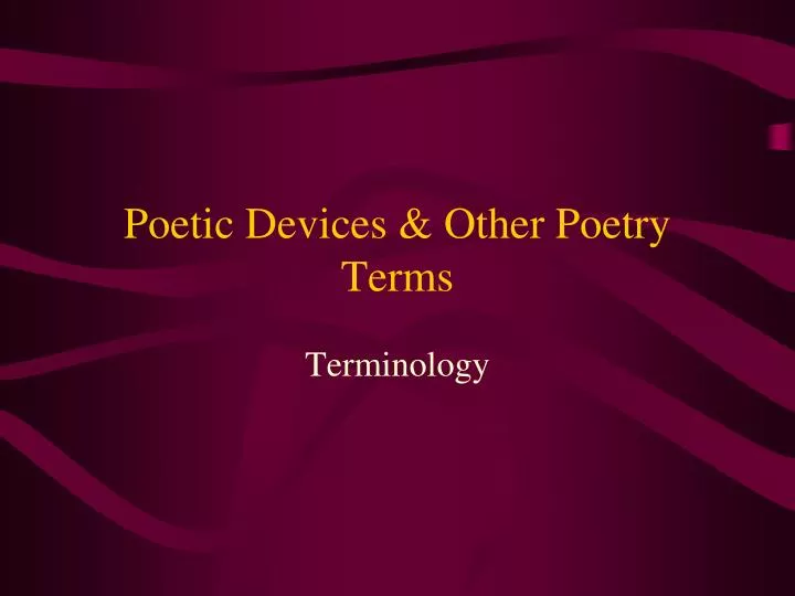 poetic devices other poetry terms