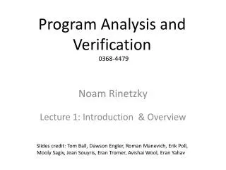 Program Analysis and Verification 0368-4479