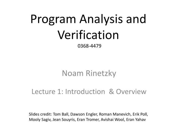 program analysis and verification 0368 4479