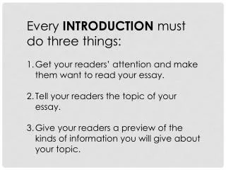 Every INTRODUCTION must do three things: