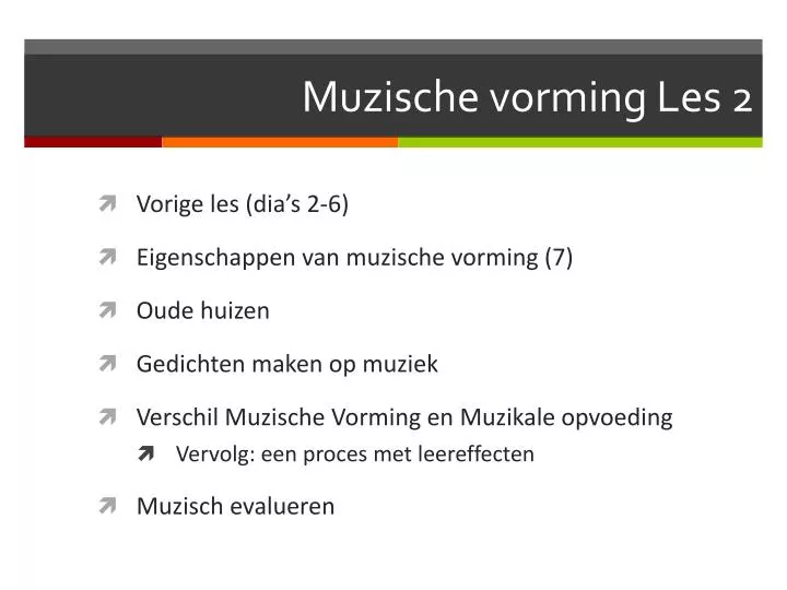 muzische vorming les 2