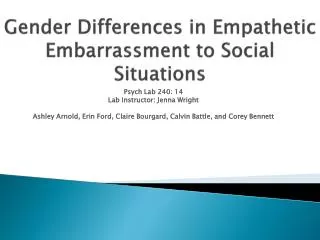Gender Differences in Empathetic Embarrassment to Social Situations