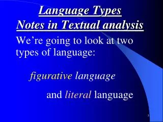 Language Types Notes in Textual analysis