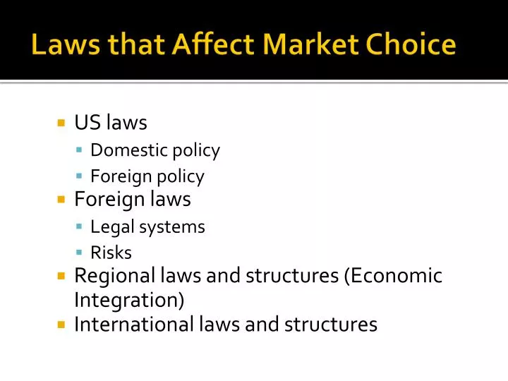 laws that affect market choice