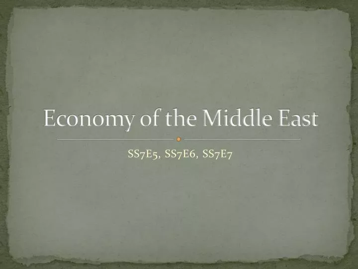 economy of the middle east