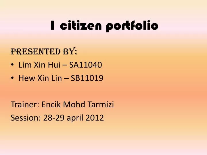 1 citizen portfolio