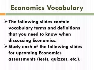 Economics Vocabulary