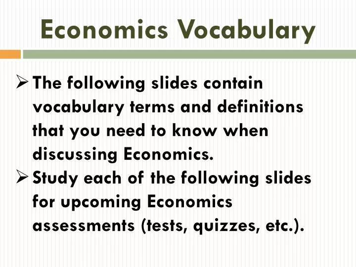 economics vocabulary