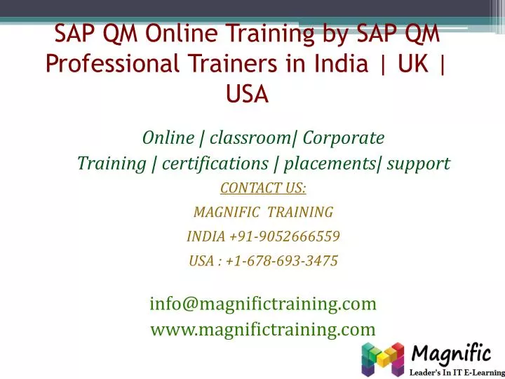 sap qm online training by sap qm professional trainers in india uk usa