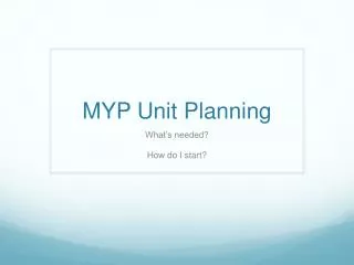 MYP Unit Planning