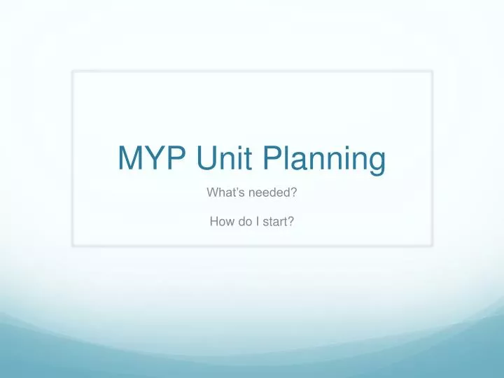 myp unit planning