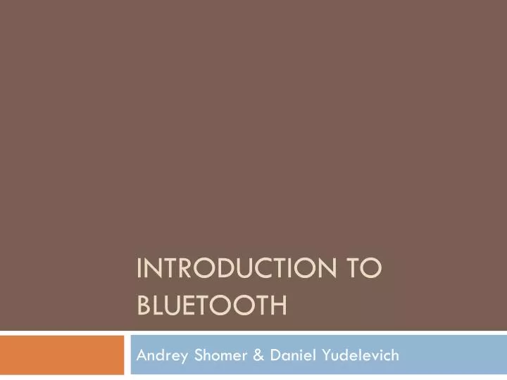 introduction to bluetooth