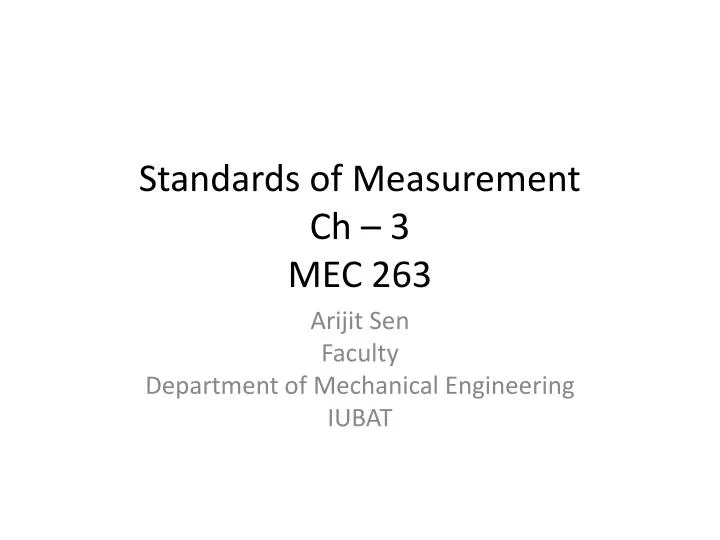 standards of measurement ch 3 mec 263