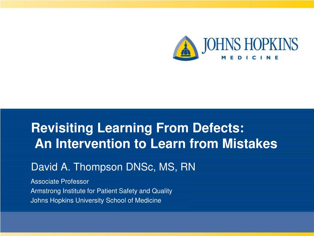 PPT - Learning from Defects: Improving Patient Safety PowerPoint ...