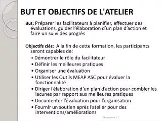 but et objectifs de l atelier