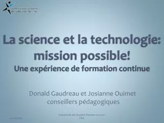 la science et la technologie mission possible une exp rience de formation continue