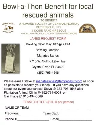 Bowl-a-Thon Benefit for local rescued animals