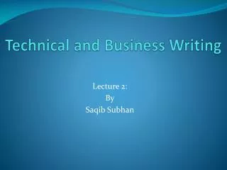 Technical and Business Writing