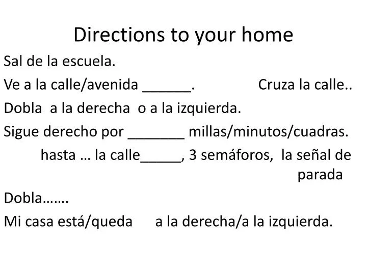 directions to your home