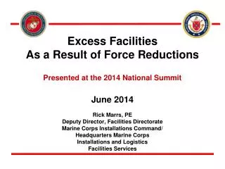 Excess Facilities As a Result of Force Reductions Presented at the 2014 National Summit June 2014