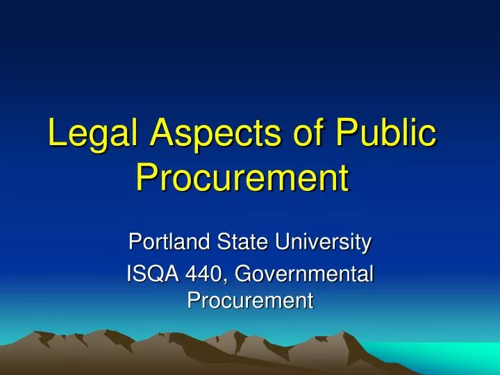 legal aspects of public procurement