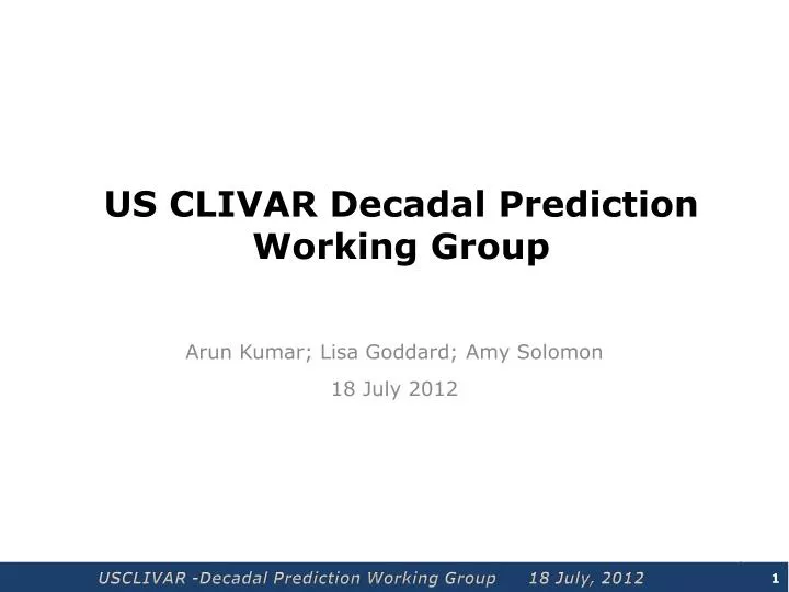 us clivar decadal prediction working group
