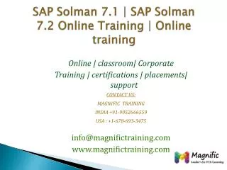 SAP Solman 7.1 SAP Solman 7.2 Online Training Online train