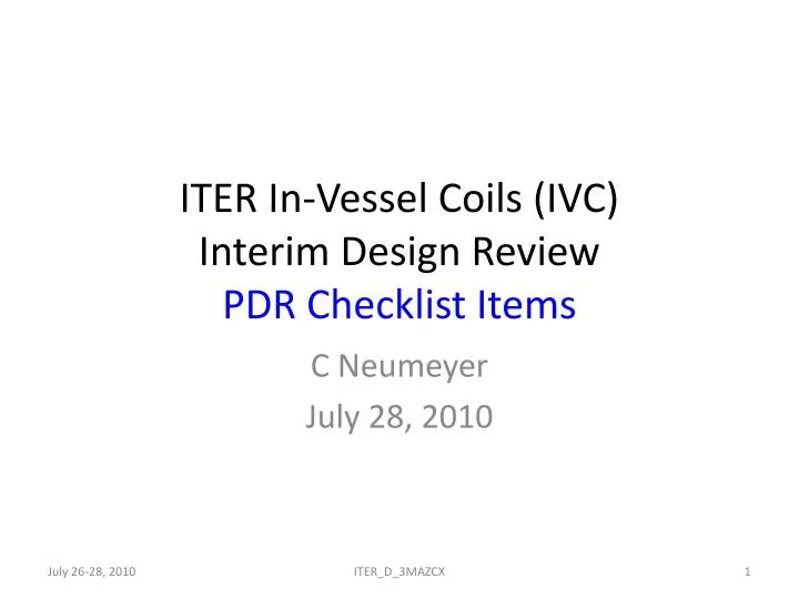 iter in vessel coils ivc interim design review pdr checklist items