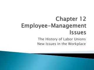 Chapter 12 Employee-Management Issues