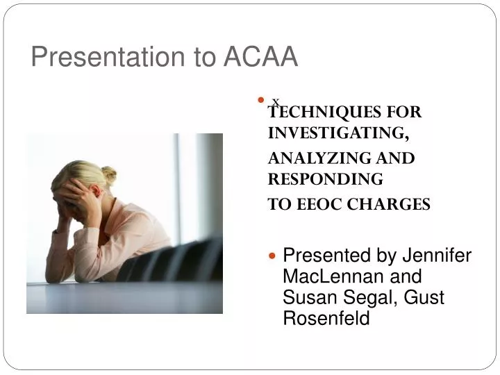 presentation to acaa