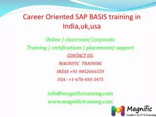 Career Oriented SAP BASIS training in India,uk,usa