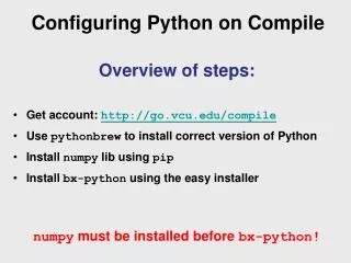 Configuring Python on Compile