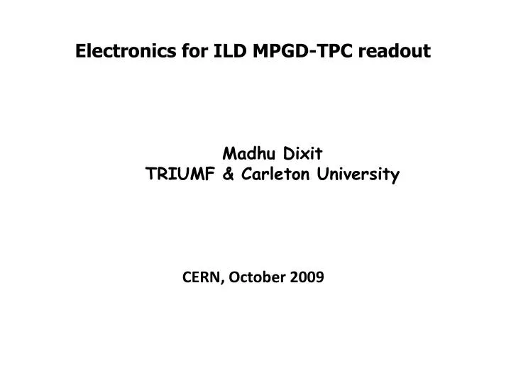 electronics for ild mpgd tpc readout