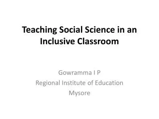 Teaching Social Science in an Inclusive Classroom