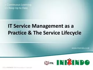 IT Service Management as a Practice &amp; The Service Lifecycle