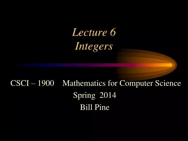 lecture 6 integers